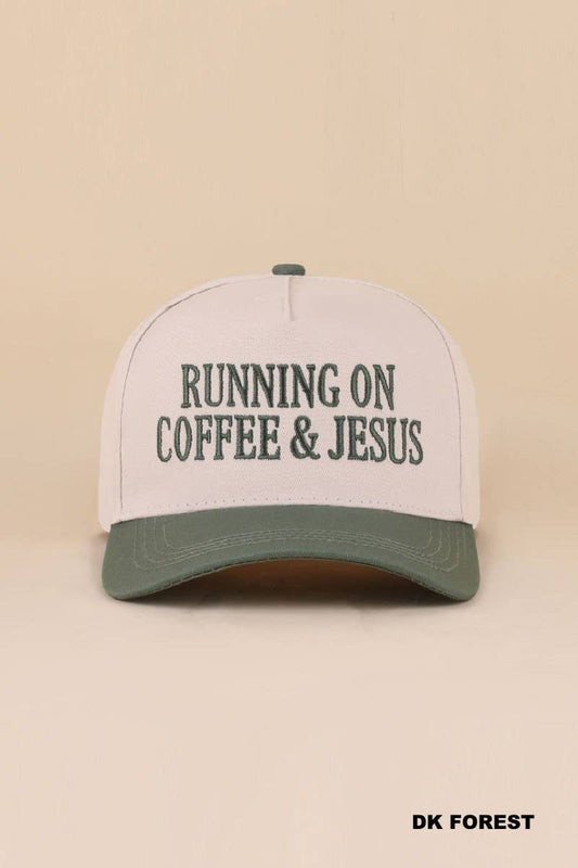 Running On Coffee &amp; Jesus Two Tone Cotton Hat