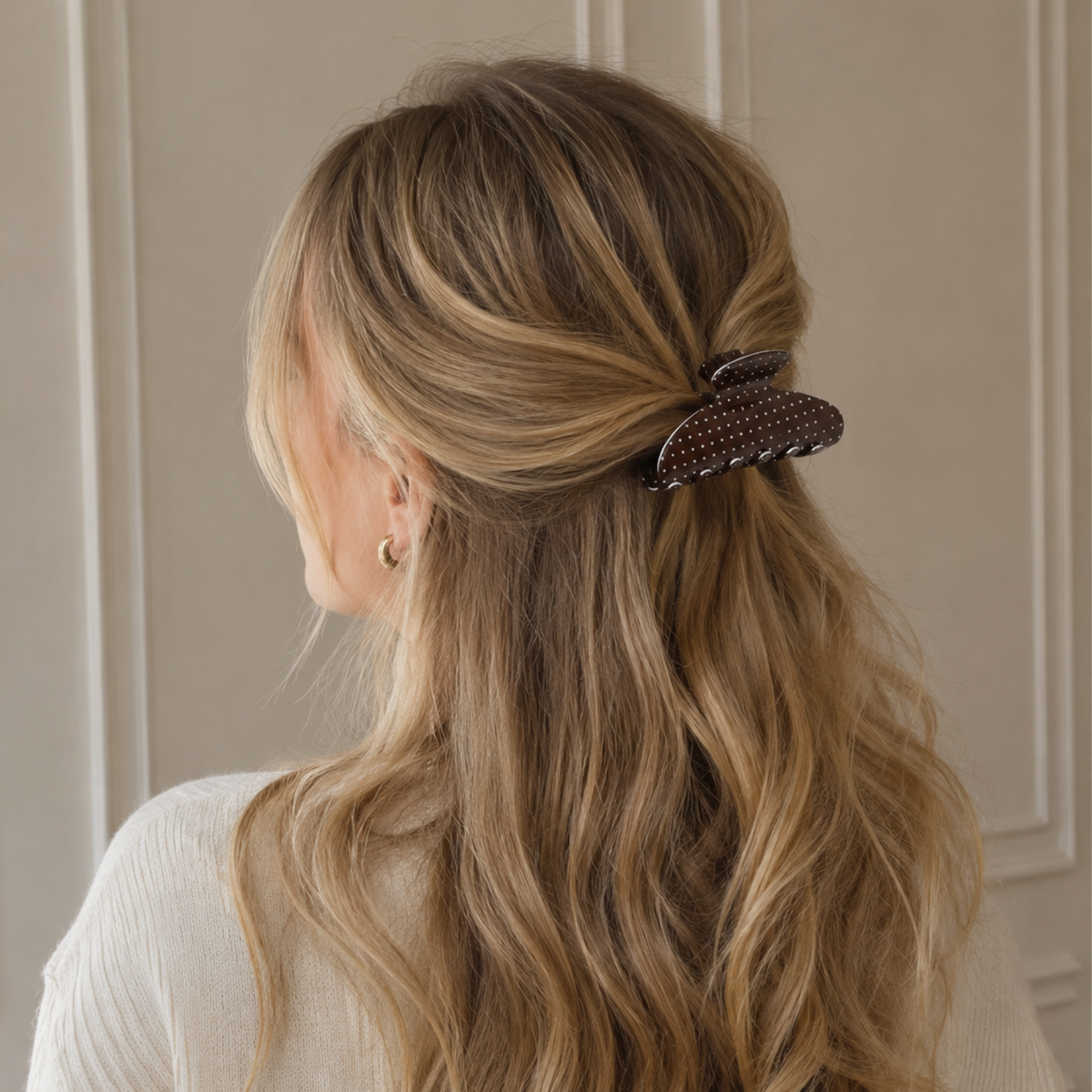 Ellison+Young - Classic Polka Dot Hair Claw Clip Set – 3 Piece Everyday Essentials