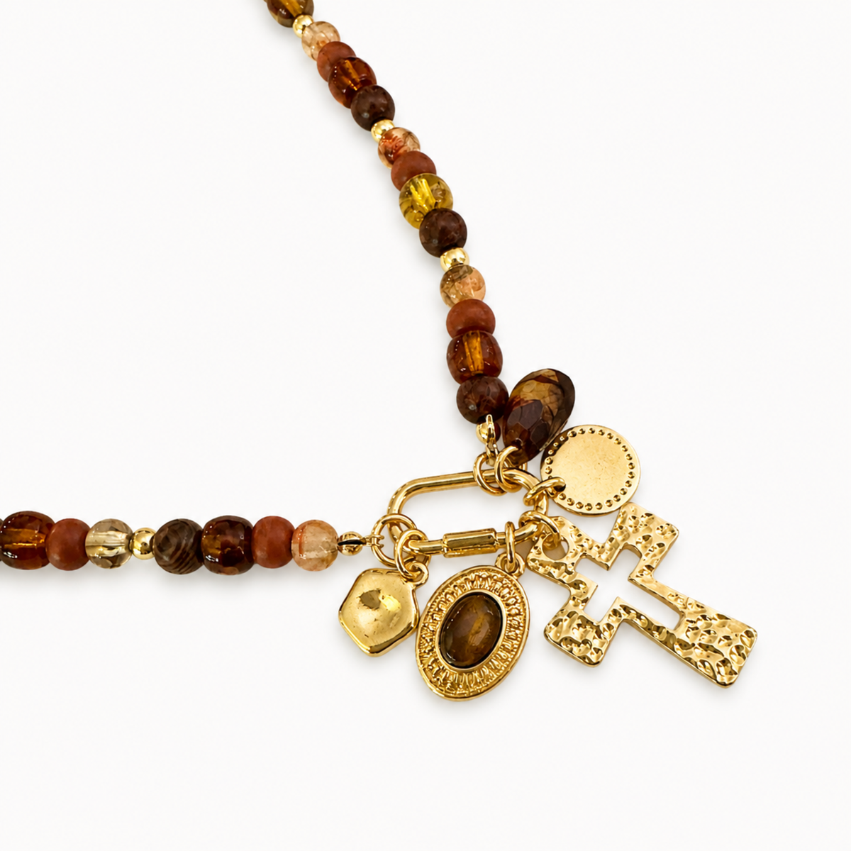 Ellison+Young - Multi Bead Cross Cluster Charm Necklace