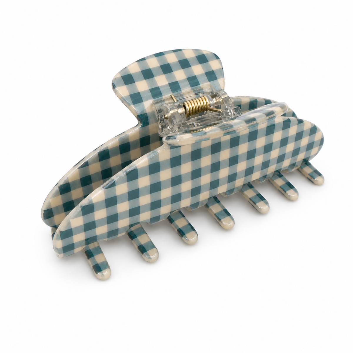 Ellison+Young - Gingham Check Acetate Hair Claw Clip – Medium Hold