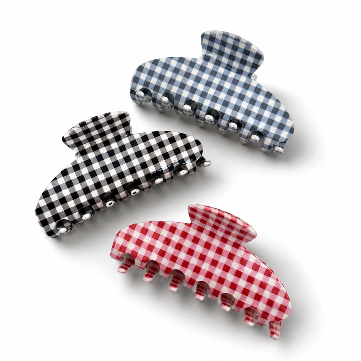 Ellison+Young - Gingham Check Acetate Hair Claw Clip – Medium Hold