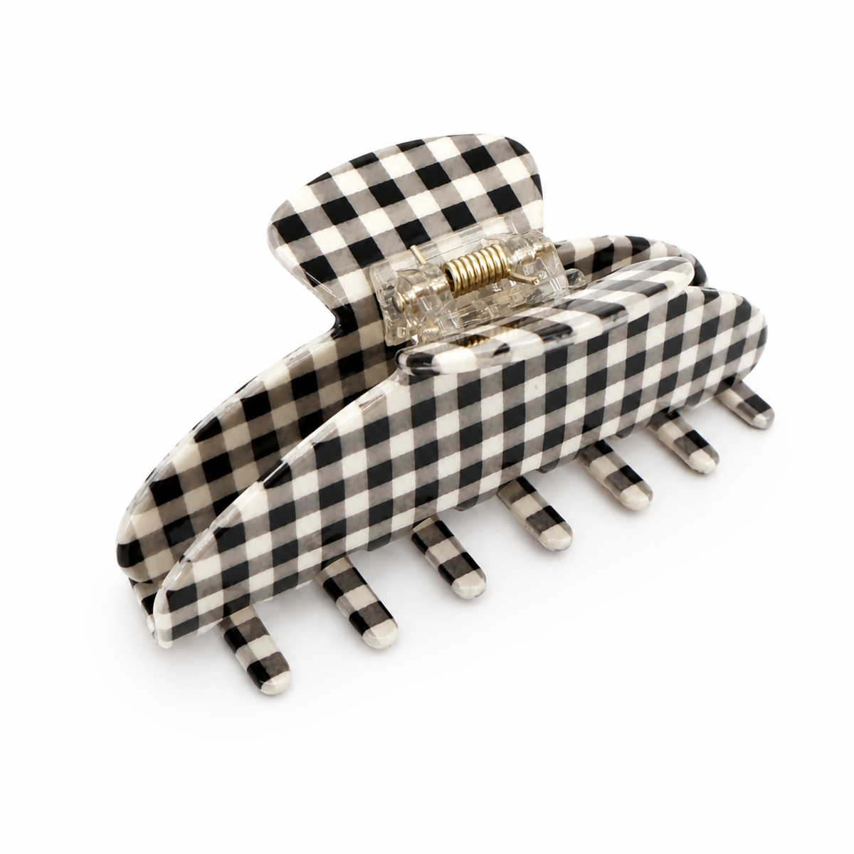 Ellison+Young - Gingham Check Acetate Hair Claw Clip – Medium Hold